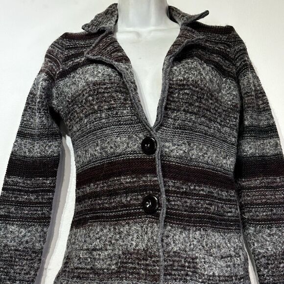 A.IDA Made in Italy Grey Wool Blend button cardigan sweater Size S - Picture 2 of 6